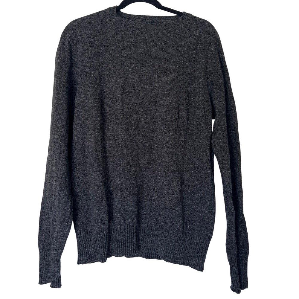 J.Crew 100% Wool Sweater Mens L Charcoal Gray Crewneck Academia Preppy Luxury
